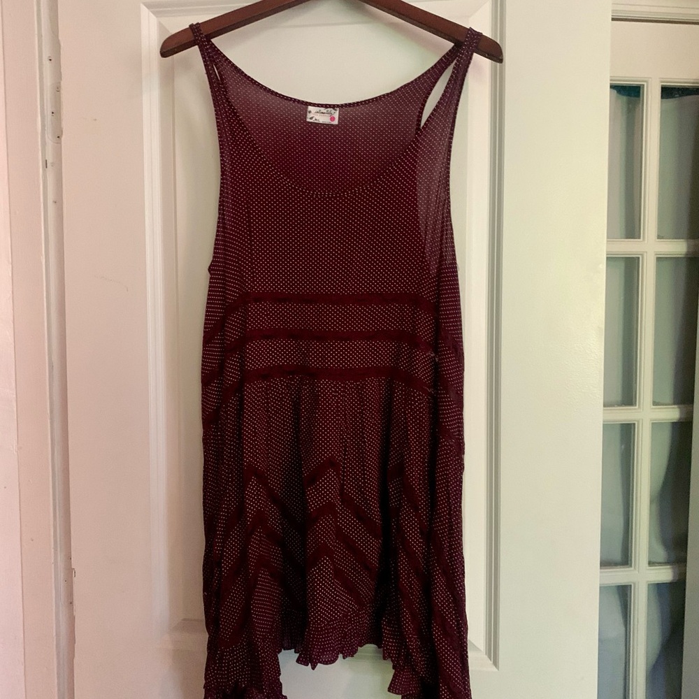 Free People Maroon Polka Dot Top
